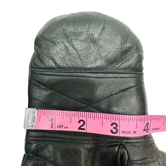 J.M. Rubin & Sons Leather Ski Gloves Mittens 70th Lined Women Size S Black Vtg - Picture 5 of 10
